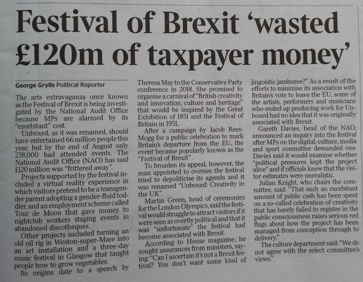 You mean to say that the #ToryGovernment wasted £120m of taxpayer money on the #FestivalOfBrexit, & we didn't even get one ferry?