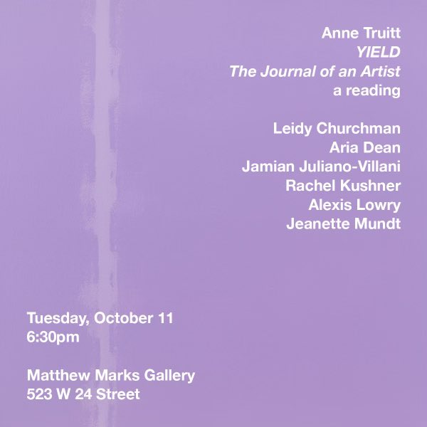 Tonight at Matthew Marks Gallery 6:30