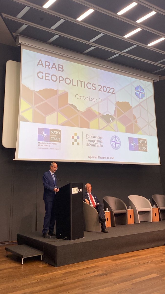NATOFoundation's tweet photo. The Head of #InternationalAffairs @CSP_live, Dr Russo-Perez delivers his Remarks: "I would like to stress the importance of the collaboration between #CSP and #NDCF. Huge opportunity in this period of self-reflection on #NATO during a period of multiple crises".
#arabgeopolitics https://t.co/ovN4GE2wxf
