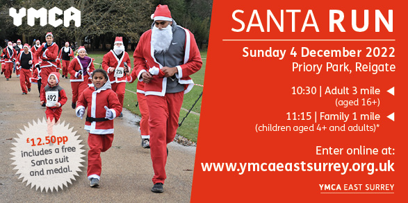 Fancy joining us for the YMCA Santa Run this year?
Taking place on Sun 4 December in Reigate's Priory Park, we would love to see you there 🎅
Grab your friends &amp; get on Santa's 'Good List' nice &amp; early!
Entries are now open for booking on our website at:
ymcaeastsurrey.org.uk/santa-run/