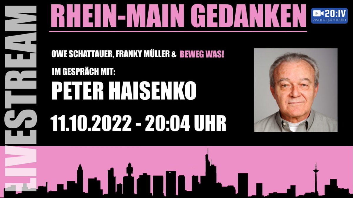 Zwanzig4M's tweet photo. 🔴 20;IV LIVE - BEWEG WAS! Die Rhein Main Gedanken mit Peter Haisenko | 11.10.2022

Der Great Reset von Klaus Schwab ist eine Möglichkeit. Es gibt aber bessere Alternativen, wie die „Humane Marktwirtschaft“ von Peter Haisenko. 

➡️ ‼️JETZT GLEICH auf zwanzig4 um 20:04 Uhr LIVE‼️ https://t.co/FIBIPKcIRY