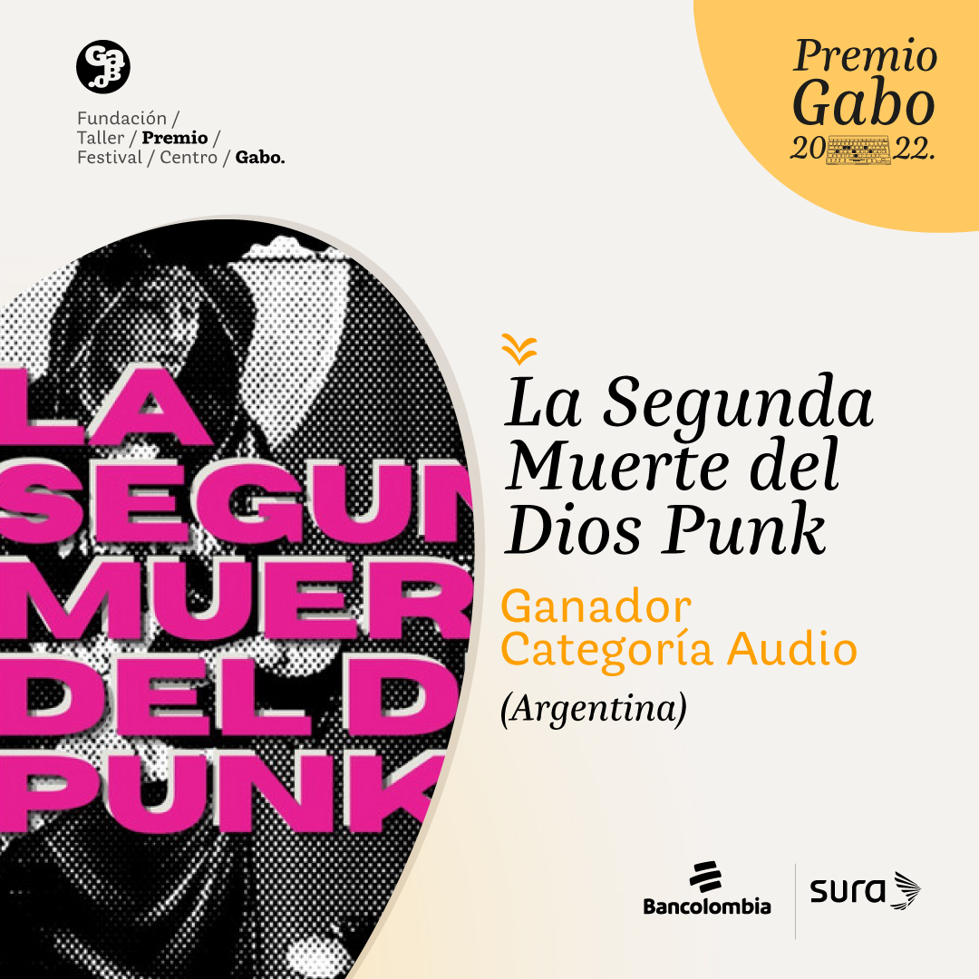 #ATENCIÓN El ganador del #PremioGabo 🏆2022 en Audio 🎧es:

👨🏽‍🎤“La Segunda Muerte del Dios Punk”, por @nicolasmaggi87, @ErrePodcast y @radiounr 🇦🇷

👉🏿bit.ly/3T8Jf4I 

¡Felicidades! ❤️