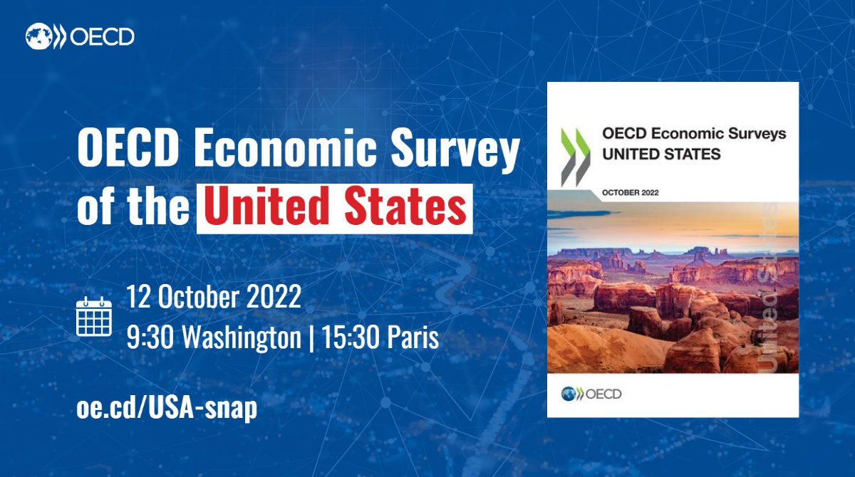 📌Tomorrow: Launch of the Economic Survey of the #UnitedStates 🇺🇸 with #OECD Secretary-General <a href="/MathiasCormann/">Mathias Cormann</a>; <a href="/WhiteHouse/">The White House</a> Council of Economic Advisers Chair <a href="/CeciliaERouse/">Cecilia Rouse</a> &amp; OECD Acting Chief Economist <a href="/santospereira_a/">Alvaro Santos Pereira</a> 
🗓️12 Oct ⏰9:30 ET 

👉 oe.cd/4H7