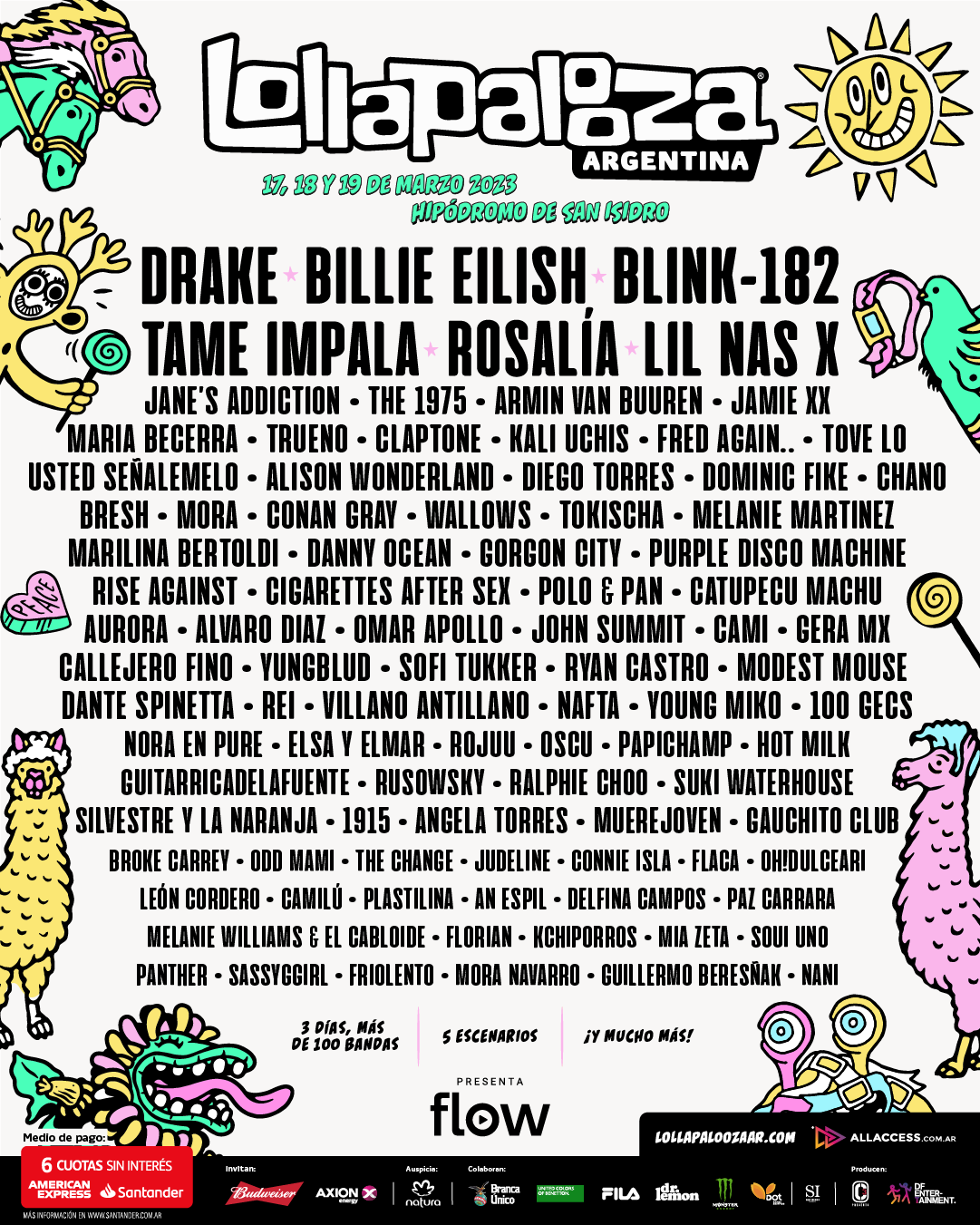 Lollapalooza AR on Twitter "¡HOLA LINE UP LOLLAAR 2023 🎉 ¡QUE EMOCIÓN