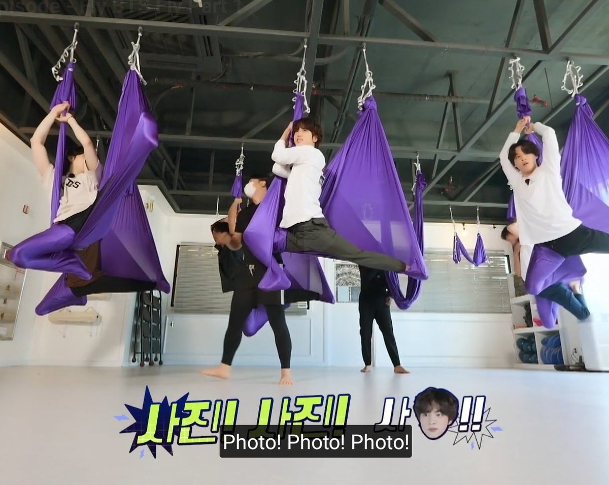 abyss_dandelion's tweet photo. i love how Seokjin smiles so beautifully and cutely asks to click photo after successfully completing every flying yoga poses 
#Yours_Jin #SuperTuna_Jin #JIN #방탄소년단진 https://t.co/umnOkYJqMq