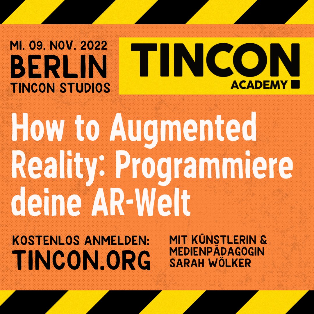tincon's tweet photo. Sarah Wölker ist Künstlerin und Medienpädagogin und zeigt dir in diesem Workshop, wie du deine eigene Augmented Reality am Beispiel der Blockprogrammier-Umgebung „Cospaces edu“ erstellen kannst. #Gratis in #Berlin! 

Jetzt anmelden: https://t.co/KSQCq1LWuv https://t.co/aHmPwsh5qC