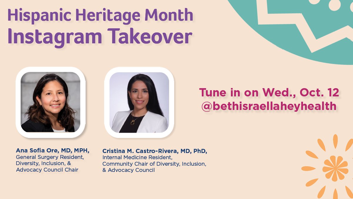 Tomorrow, to wrap up #HHM22 we've got a special IG story takeover w/ 2 Hispanic residents from @bidmchealth, Cristina M. Castro-Rivera, MD, PhD & Ana Sofia Ore, MD MPH, who will each take us through a day in their life! Follow our IG at instagram.com/bethisraellahe… & stay tuned!