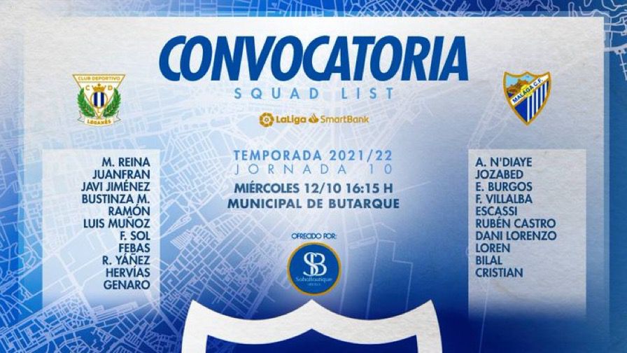 ElRemateMLG's tweet photo. ⚽ ¡Convocatoria del Málaga C.F para viajar a Leganés! ⚽ https://t.co/V49WbMmc8A