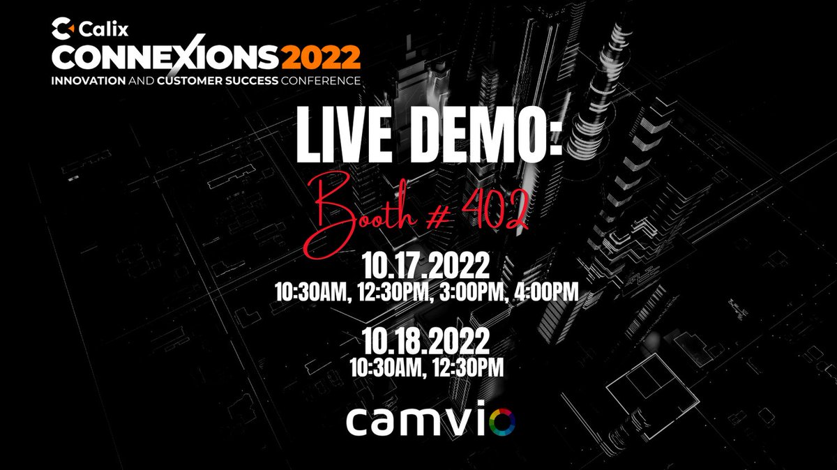 Come see <a href="/camvio/">nerina </a> at the ConneXions2022 show in Vegas next week. Live demos &amp; System Trials - Don't miss out! #calix #camvio #livedemo #innovators #bssoss #saas #api