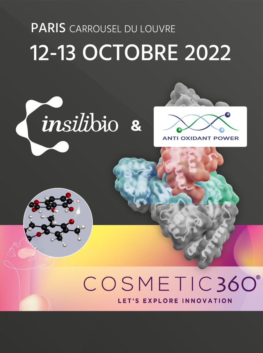insilibio's tweet image. Retrouvez-nous demain sur le stand LD35 du @Cosmetic360, le salon international de l'innovation de la filière cosmétique. Vous y verrez une collaboration entre InSiliBio et @AntiOxidantPowr pour atteindre un degré de résolution des activités antioxydantes inégalé #Cosmetic360
