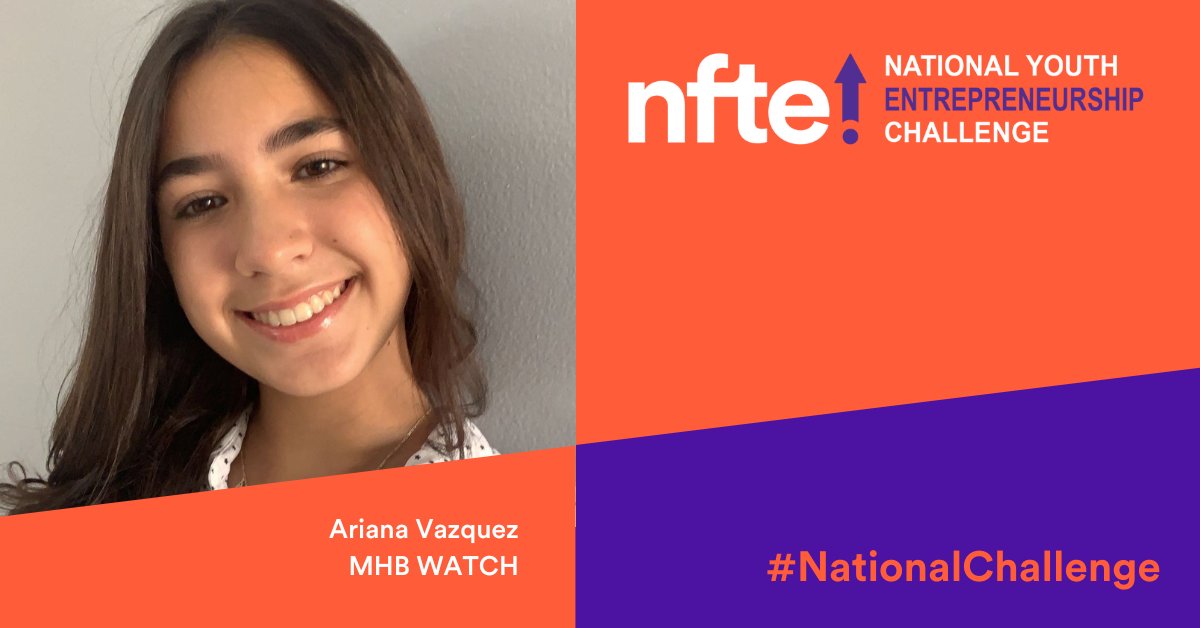 NFTE's tweet photo. How can technology assist in improving mental health? Meet Ariana Vazquez from #NFTE Southeast Region and her business MHB Watch to help individuals with mental disorders stay focus. To learn more about #NFTEChallenge, click https://t.co/gUpEOoC1Bq. https://t.co/d3645viBho