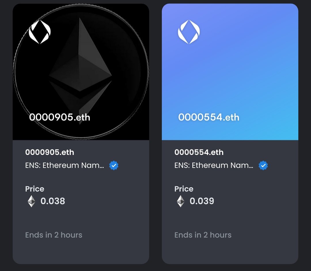 0000905.eth and 0000554.eth listed on the floor of 00000xxx! interest in the 2, I can still take a little more!
#7digits #ens