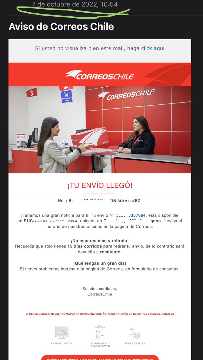 QBraulio's tweet photo. Buenos días @correoschile tengo un problema con mi encomienda internacional, el viernes 7 me llega un correo para retirar mi encomienda, el cuál acudo a la sucursal y me dicen que fue devuelto al remitente, necesito recuperar esa encomienda, por favor ayúdeme https://t.co/1TD8WjiUW9