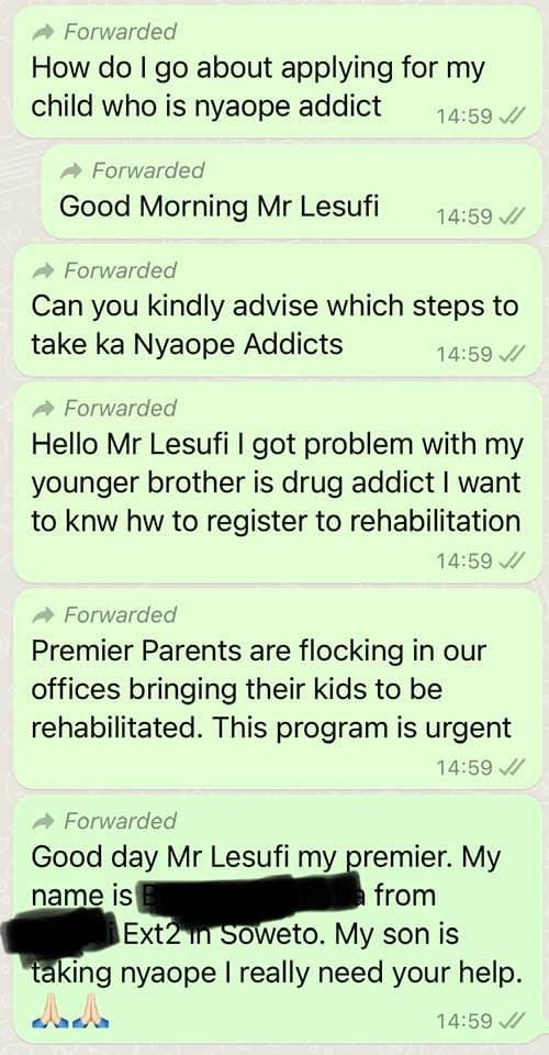 Dear Parents I can feel your pain and your cries. We will fix this problem be assured. We will start to outline our help as from next week with the 1st intake on the 01st November 2022. We will never surrender our youth to Nyaope, never!