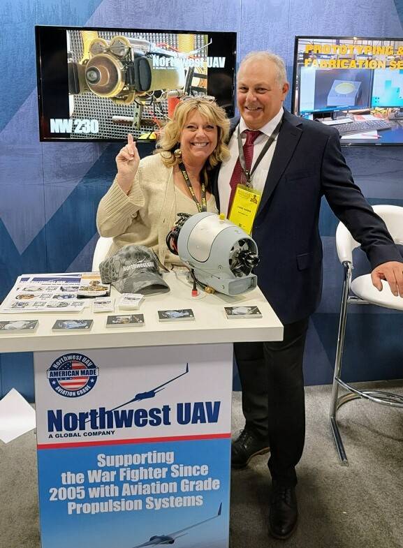 NWUAV's tweet photo. What a day at #ausa! And we still have two more ahead. Stop by Booth 4007 to talk all things #uavengines, #uavengineering, and more!
#ausa2022 https://t.co/yx4Hn4fO2P