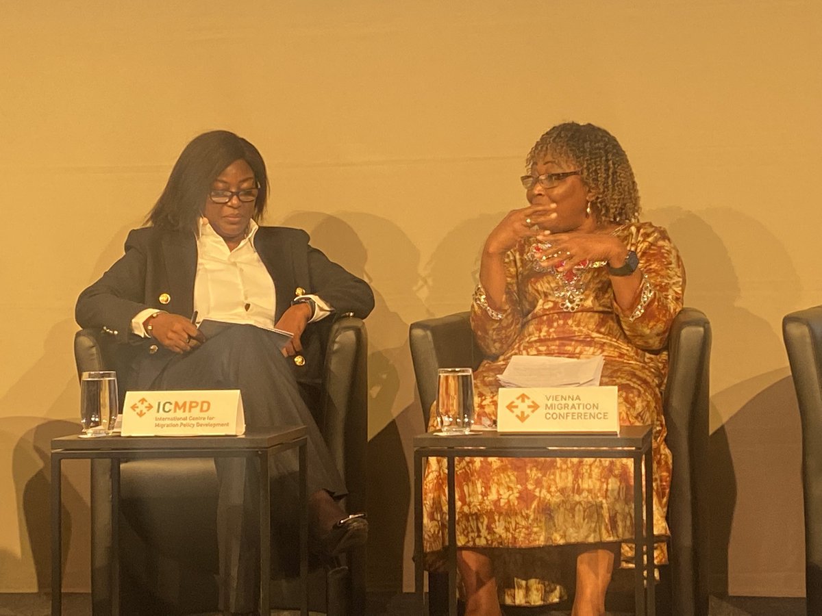 H. E. @AmbSamate currently taking her session @ #viennamigconf - In the spotlight; Migration & displacement dynamics: What is driving change in Africa? 
@AUC_PAPS @_AfricanUnion @ICMPD 

#VMC2022
#MakingMigrationBetter