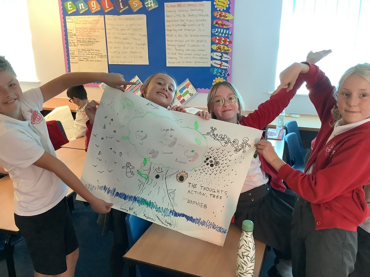 Barfordstpeters's tweet photo. In RE today, Year 6 read the story of ‘The Good Samaritan’. They considered Jesus’ values and why forgiveness is so important in life. We have shown this in the form of trees- the fruit being our actions, the branches being our thoughts and the roots being our values. #bspRE https://t.co/uflcKOyGkR