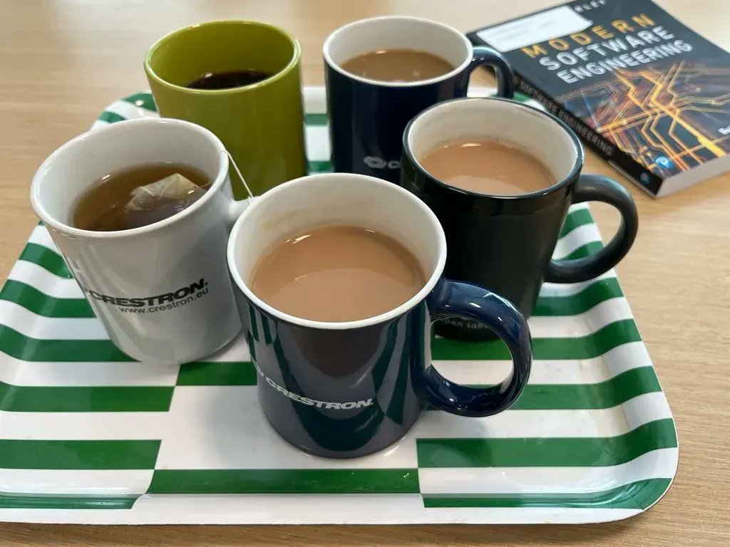 Ultamation's tweet photo. The tea run at Ultamation demonstrating that there's rarely one "correct" approach when it comes to software engineering!   😁 #tearun #avtweeps https://t.co/j59ypceUON