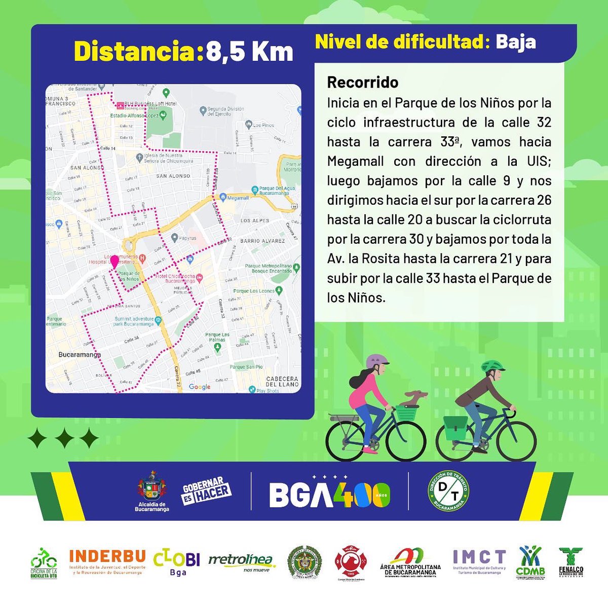 Ciclistas!! Les contamos que mañana culminaremos el día sin carro y sin moto con un ciclopaseo para toda la familia, ven y disfruta de un rato de sano esparcimiento por la ciudad bonita🍃🚴 Los esperamos!🥳