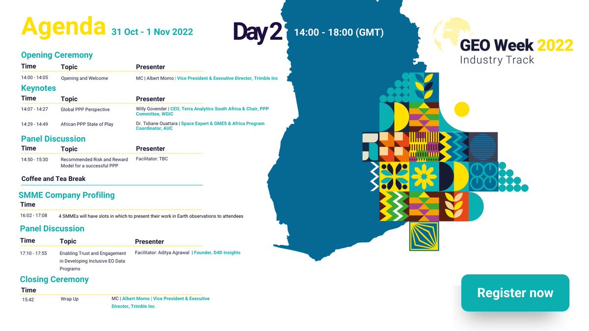 ZASpace_Inc's tweet image. Day 2 of GEO Week Industry Track is bringing you #Earthobservation insights from global industry leaders that you will not want to miss! 

Will you be joining us? 

Register today: earthobservations.org/geoweek2022.php

#GEOWeek2022 #GEOWeek22Industry #Ghana