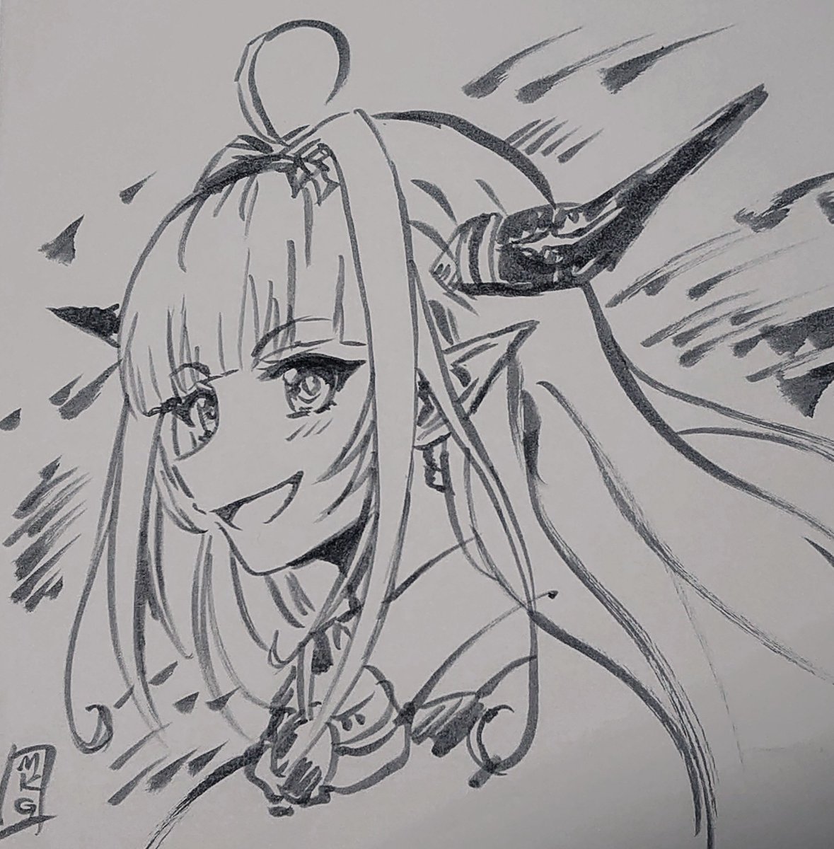 rSQGtkwpFZll4Yy's tweet photo. 久々のアナログ、筆絵で会長描いた。色々あると思うが、好きな気持ちで描くってのが大事よね… #みかじ絵 https://t.co/nAwa7b0KHP