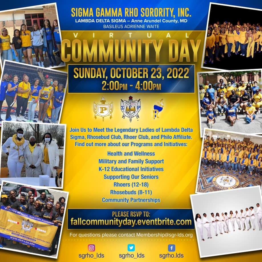 SGRho_LDS's tweet photo. On Sunday, October 23, 2022 from 2-4 PM. 2022 Community Day. Learn more about our programs, initiatives, events and collaboration opportunities. 
Please RSVP to https://t.co/BYw066RmvU https://t.co/x4iLvxBpXR