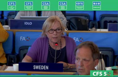 SwedenUN_Rome's tweet photo. "Achieving gender equality is fundamental for #agenda2030 and a prerequisite for the full enjoyment of human rights, including the right to food." Pernilla Ivarsson, Swedish Deputy Perm Rep to FAO at #CFS50 ahead of #WorldFoodDay #RuralWomen Day https://t.co/VzOcIlgsTr