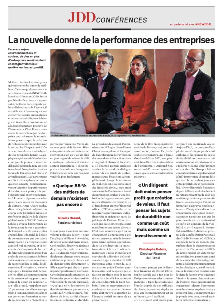 Back to #NEWDEALWEEK #2022 dans <a href="/leJDD/">Le JDD</a> avec <a href="/pierre_ed/">Batard Pierre-Ed</a> DG de la Confédération Nationale <a href="/CreditMutuel/">Crédit Mutuel</a> 👉 Le modèle mutualiste s'inscrit sur le temps long, et permet au CM d'agir concrètement aux côtés de chacun de ses clients pour construire une société plus juste et durable.