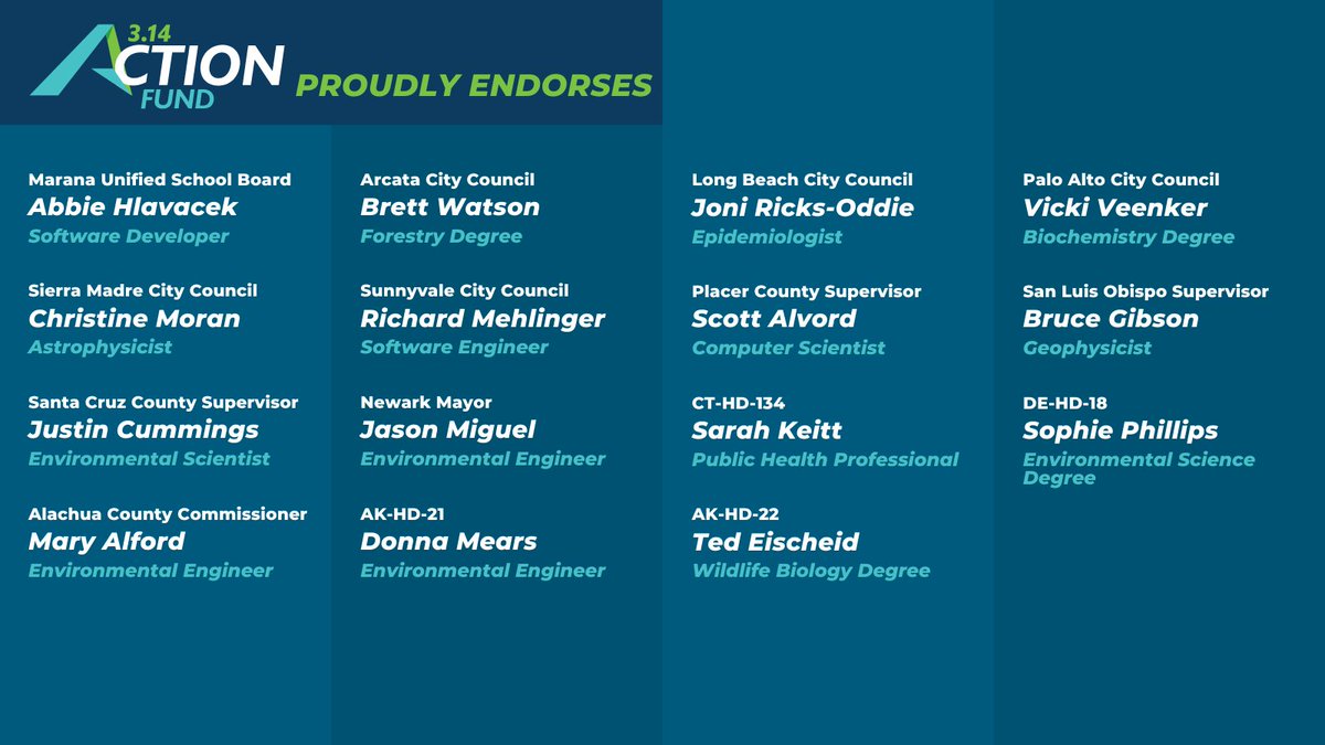 State legislatures and local offices are critical for solving the most pressing problems facing our country, like climate change. We are proud to endorse this incredible slate of 30 STEM leaders! #ElectScientists