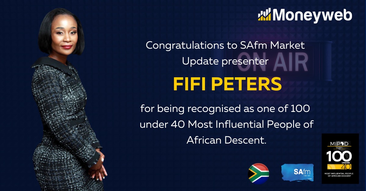 Moneyweb's tweet photo. Congratulations to @SAfmRadio #MarketUpdate presenter @FifiPeters for making the list of 100 under 40 Most Influential People of African Descent Class of 2022. 

#Moneyweb #MIPAD100 @MIPAD100 https://t.co/GSliBYfwmP
