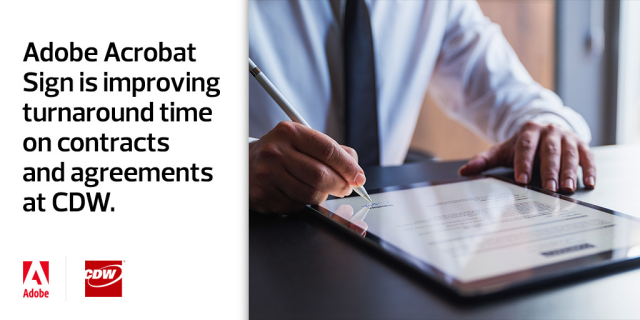 “It’s amazing to look back on how time-consuming it used to be to route a contract.” If you can relate to my coworker Lisa Froehlich, <a href="/CDWCorp/">CDW Corporation</a>'s Sr. Legal Project Assistant, then allow me to introduce you to <a href="/Adobe/">Adobe</a> Acrobat Sign. #cdwsocial dy.si/ZVwxpG2