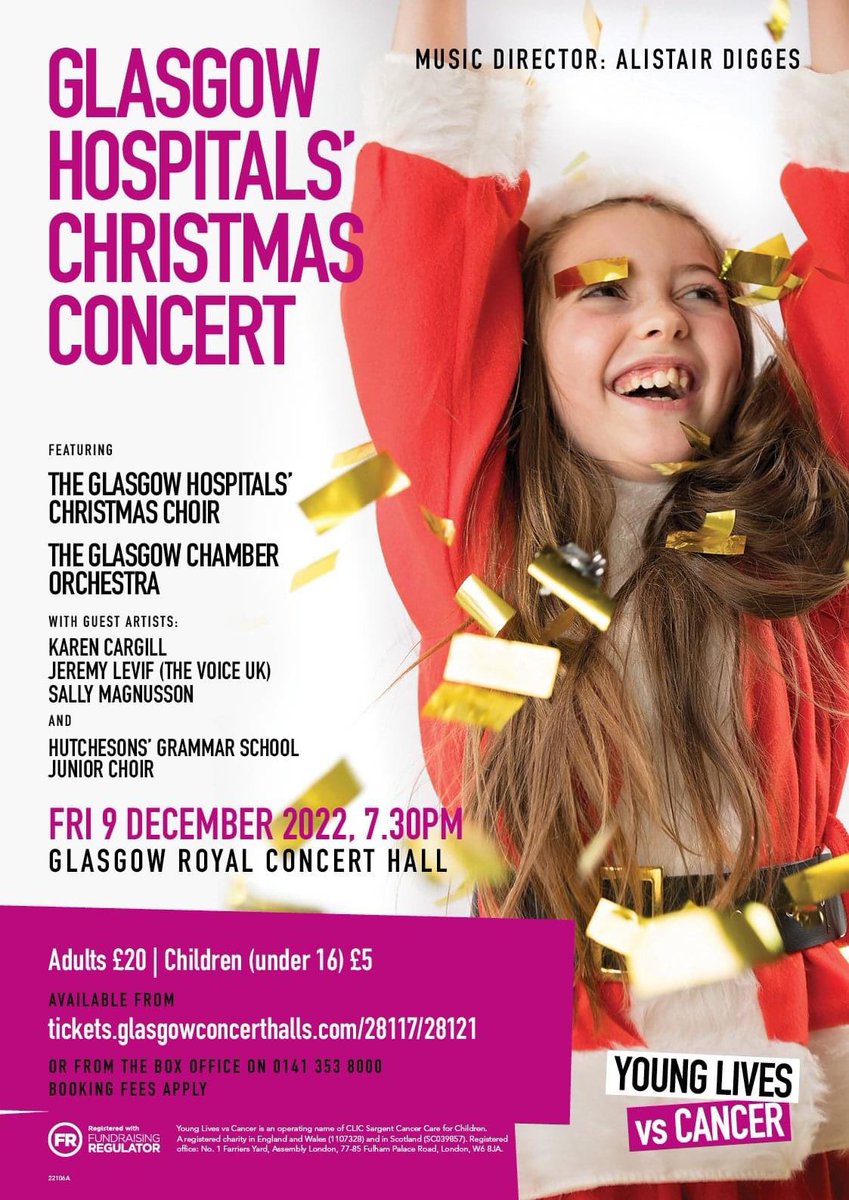 A date for the diary! Promises to be a fantastic night out for all the family, with favourite Christmas songs and carols, specials guests and lots of fun! Most importantly a chance to help support Young Lives vs Cancer. Friday 9th December, link to tickets below.