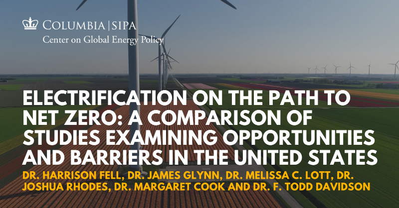ColumbiaUEnergy's tweet photo. Cries to “electrify everything” have recently captured public focus. ⚡
A report from @HarrisonGFell, @james_glynn, @mclott, @joshdr83, @FToddDavidson & Dr. Margaret Cook gives an overview of 8 recent studies examining opportunities & barriers to electrification in the US. 👇🧵