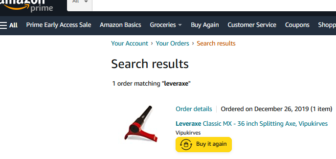 SatoshiBTC2140's tweet photo. For all the #complaints about $AMZN /@JeffBezos and killing small business they matched me with this axe back in 2019 and let me buy it from the inventor.  Great axe and a great matching algorithm to connect me with my #Leveraxe through the platform. #notacryptotweet #notanad https://t.co/1RxD1b19r9