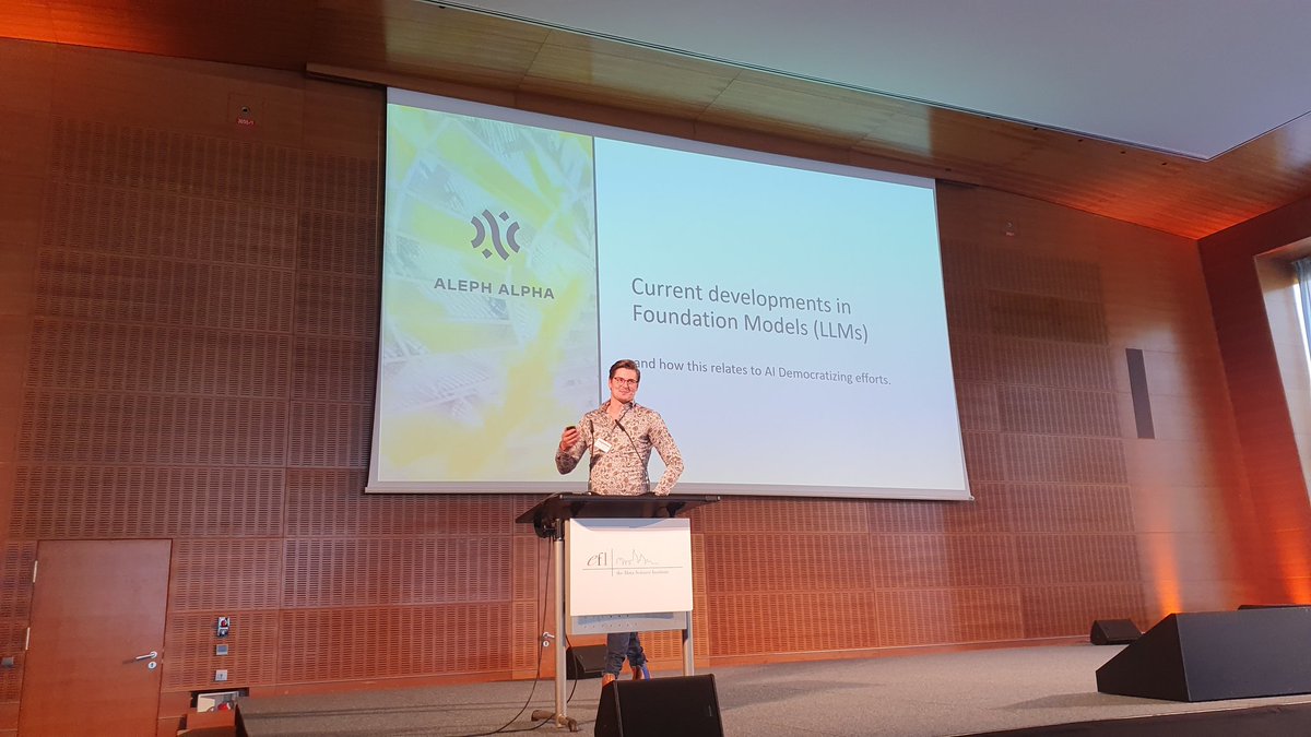 Systems Group @ TU Darmstadt (Moved) (@tuda_systems) on Twitter photo Foundational Models are all the rage right now!
We are now hearing about them and particularly their connection to AI democratization by <a href="/MarkiSchmitz/">Markus Schmitz</a> of <a href="/Aleph__Alpha/">Aleph Alpha</a>.
Also adding a start up's perspective to the day! Foundational Models are all the rage right now!
We are now hearing about them and particularly their connection to AI democratization by <a href="/MarkiSchmitz/">Markus Schmitz</a> of <a href="/Aleph__Alpha/">Aleph Alpha</a>.
Also adding a start up's perspective to the day!