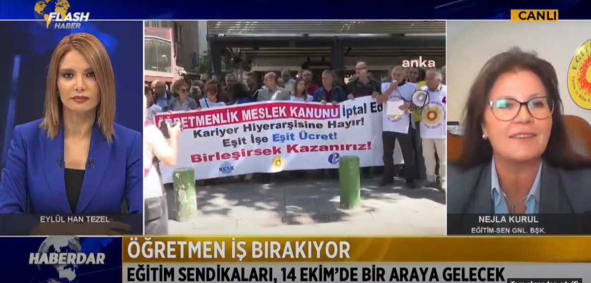 Genel Başkanımız Prof. Dr. Nejla Kurul, Flash TV haber bülteninde Eylül Han Tezel'in konuğu oldu. Kurul, öğretmenler ve tüm eğitim emekçileri arasında eşitsizlikleri derinleştirecek olan yasaya karşı birleşik mücadele çağrısı yaptı.
#15EkimdeAnkaraya 
youtu.be/m-TWTITYwUk