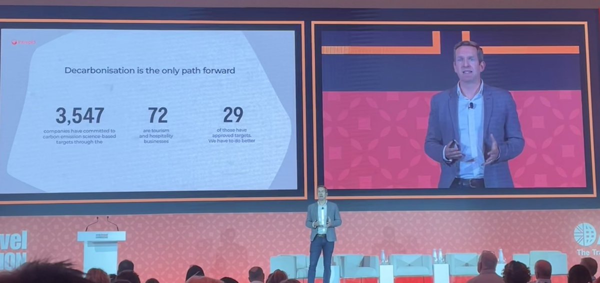 FINNtravel's tweet photo. We are in a climate emergency and @jamespthornton CEO of @Intrepid_Travel urging delegates that ‘decarbonisation is the only way forward’ #ABTAmarrakech @TheTravelConv #beintrepid https://t.co/EivmTxhlOY