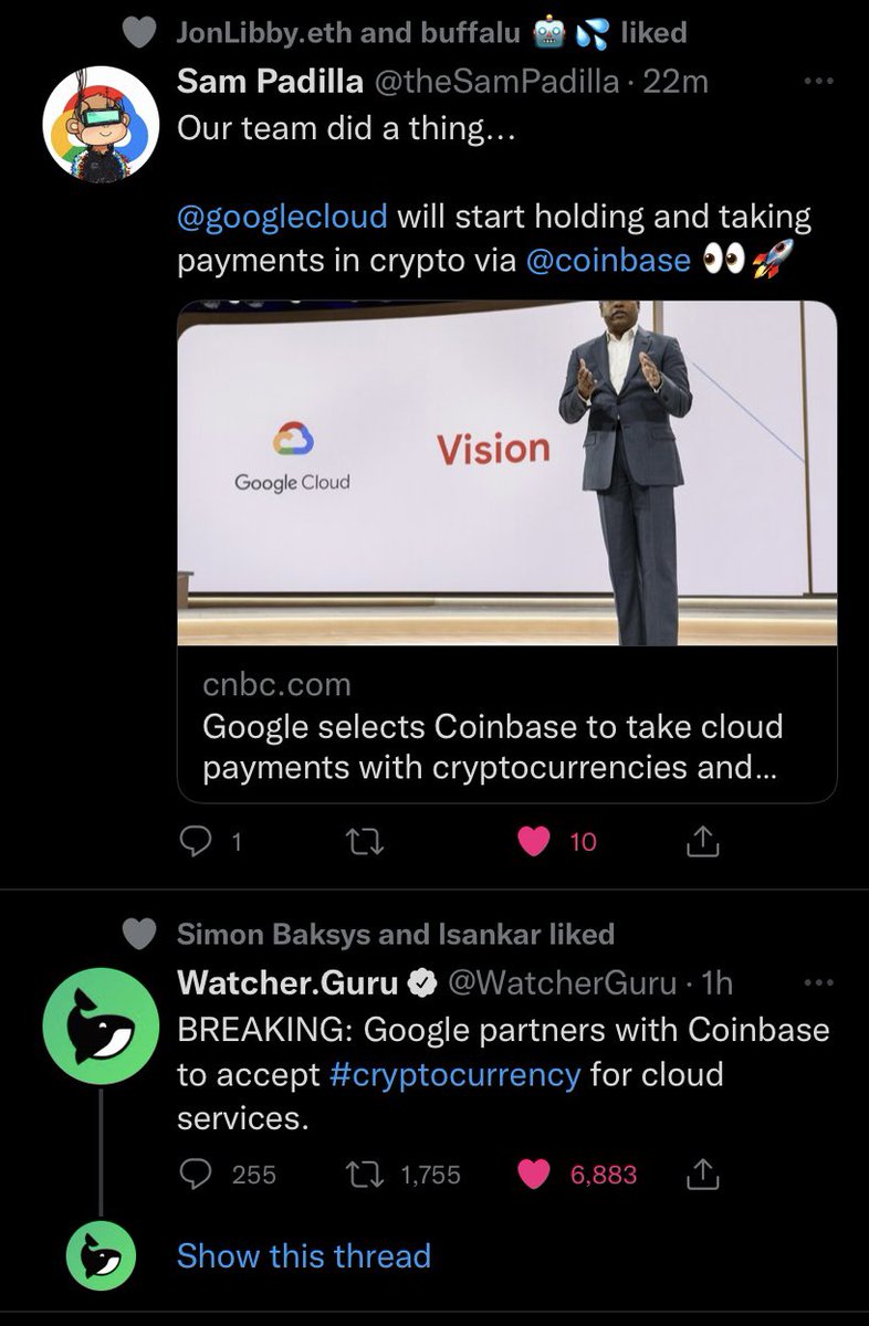 <a href="/theSamPadilla/">Sam Padilla</a> <a href="/googlecloud/">Google Cloud</a> <a href="/coinbase/">Coinbase 🛡️</a> Legendary TL moment