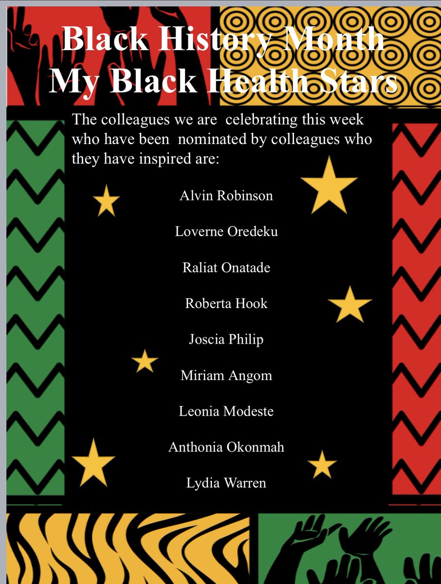 Week 2 #Blackhistorymonth2022 - as part of our celebrations <a href="/NHSBartsHealth/">Barts Health</a>, <a href="/BH_Include/">@BH_InclusionCentre</a> is encouraging staff to nominate BHM Black Stars,who have gone over and above to inspire and make a difference at Team, Division, Hospital &amp; Trustwide The 2nd set of nominees..#blackstars