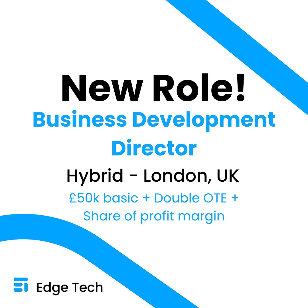 Edge__Tech's tweet photo. New Role Available 

If you’re an experienced B2B sales professional looking to own a business development function in one of the world’s most exciting tech spaces then get in touch with Harrison to find out more!

📧 harrison.goode@edgetech.ai

#Recruiting #IntelligentAutomation https://t.co/kHuovzmMb2