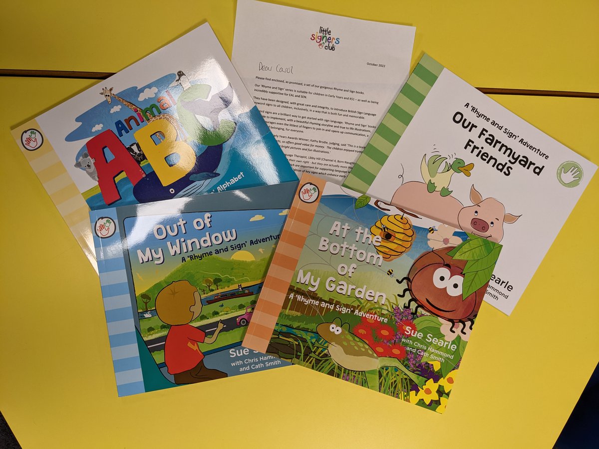 Really excited to recieve free copiues of these brilliant @littlesigners 'Rhyme and Sign' books today! Can't wait to start teaching the BSL alphabet, animals and more... Thanks Shelley 😍