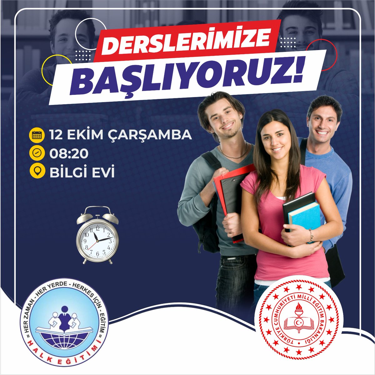 Hilvan_MEM's tweet photo. 📌 DUYURU ❗❗❗
Bilgi Evi'nde dersler 12 Ekim'de başlıyor.
@tcmeb @sanliurfammem63 @SinanATES_63 @HilvanHalk https://t.co/G6Lbz7xhSH