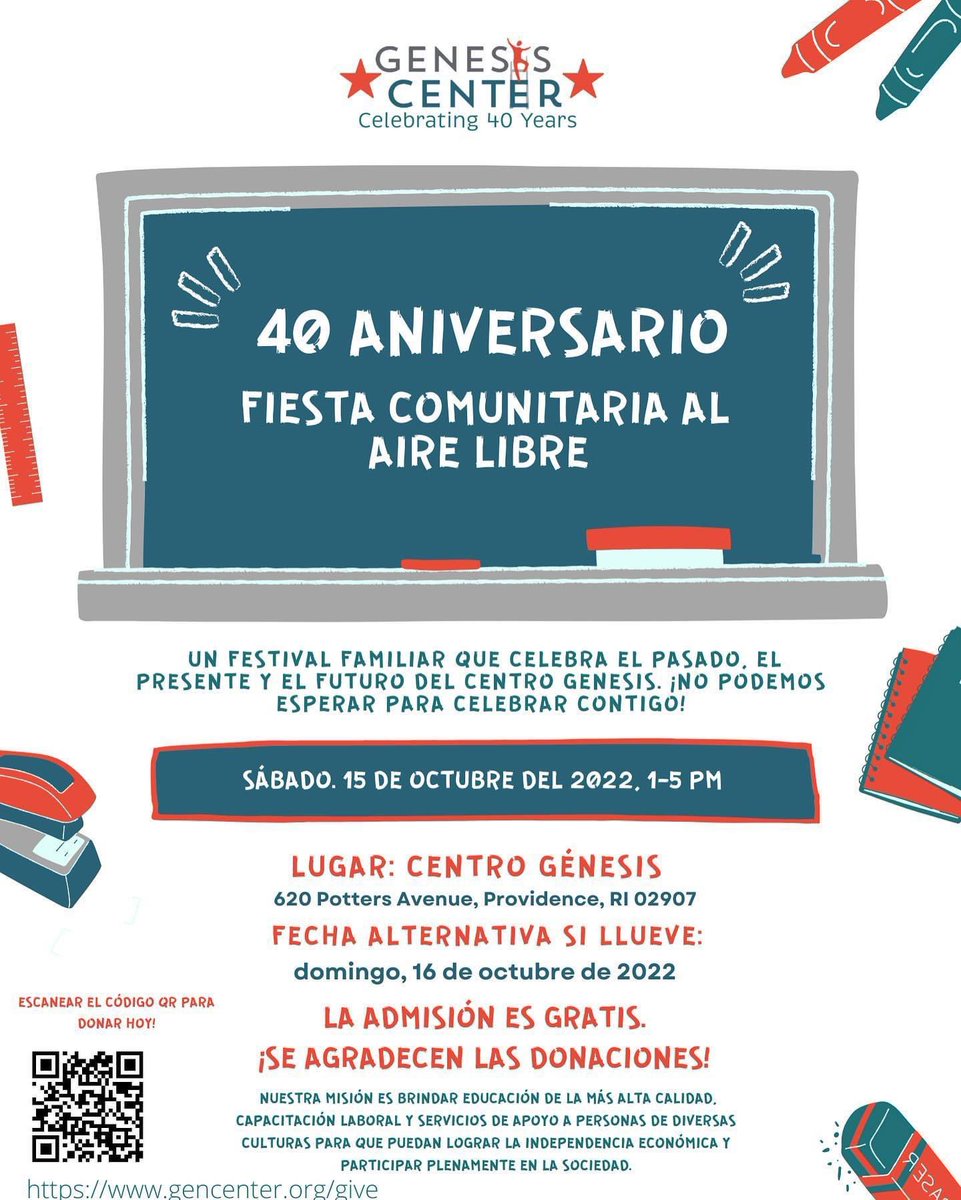 Are you ready to celebrate?! Our 40th year Street Party is right around the corner! October 15th, 1–5 pm, outside our building at 620 Potters Ave. See you there!