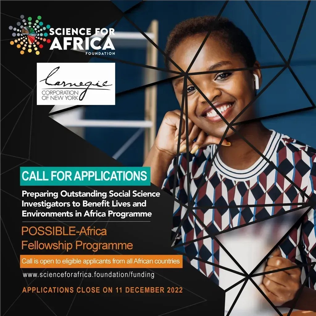 We have an exciting opportunity targeted at African social scientists! The POSSIBLE-Africa Fellowship prog is a 24-month postdoctoral fellowship for outstanding African scholars in #SocialSciences & Humanities #PossibleAfrica #SupportingAfricanScience buff.ly/3Te8T82