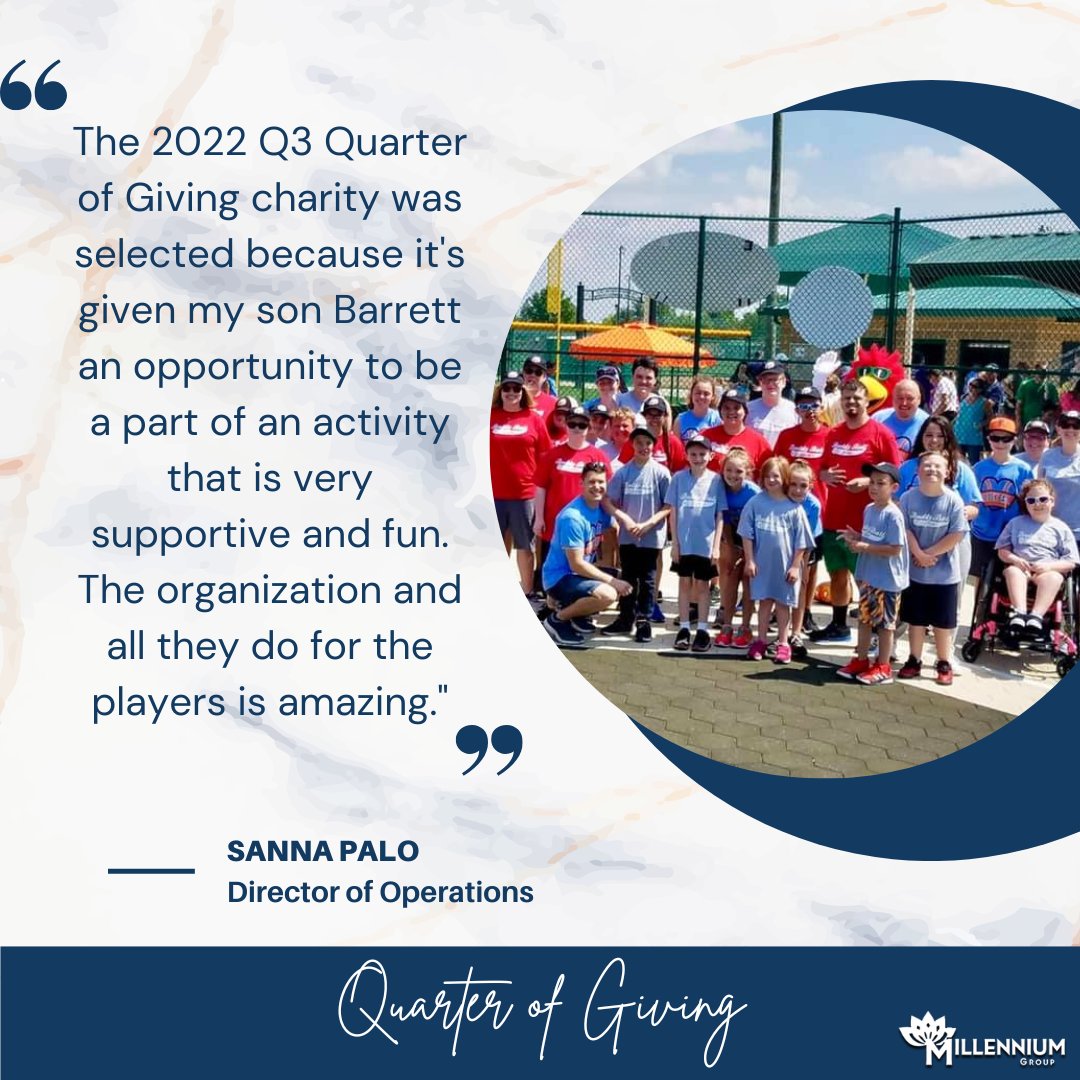 MillenniumOH's tweet photo. 📣 Q3 QOG  Final Update: $1,800 to Grove City Buddy Ball

This organization was chosen by our Director of Operations, Sanna Palo. This is an organization that has helped Sanna, her family, and many others!

Swipe through to read about Sanna's story.

https://t.co/OOteLMG3dd https://t.co/jfQUa6EYgi