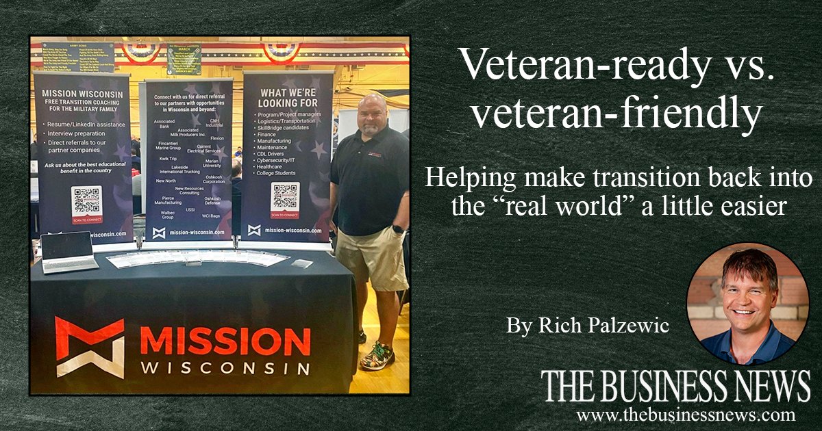BusinessNewsWI's tweet photo. Is your business veteran-ready? Learn about the challenges facing military veterans reentering the workforce and what businesses can do to help ease the transition: https://t.co/7H4DbGLpLo https://t.co/bPWxlg4Dc5