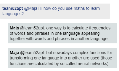 imamaths_team's tweet photo. ➗In the #CircleZone, students have been getting to know the mathematicians and learning about how they use maths in their jobs➗

Like Maja who is bilingual and uses maths to process languages ! 

@mathsweek @CodeWeekEU @scienceirel https://t.co/1KxleeOei3