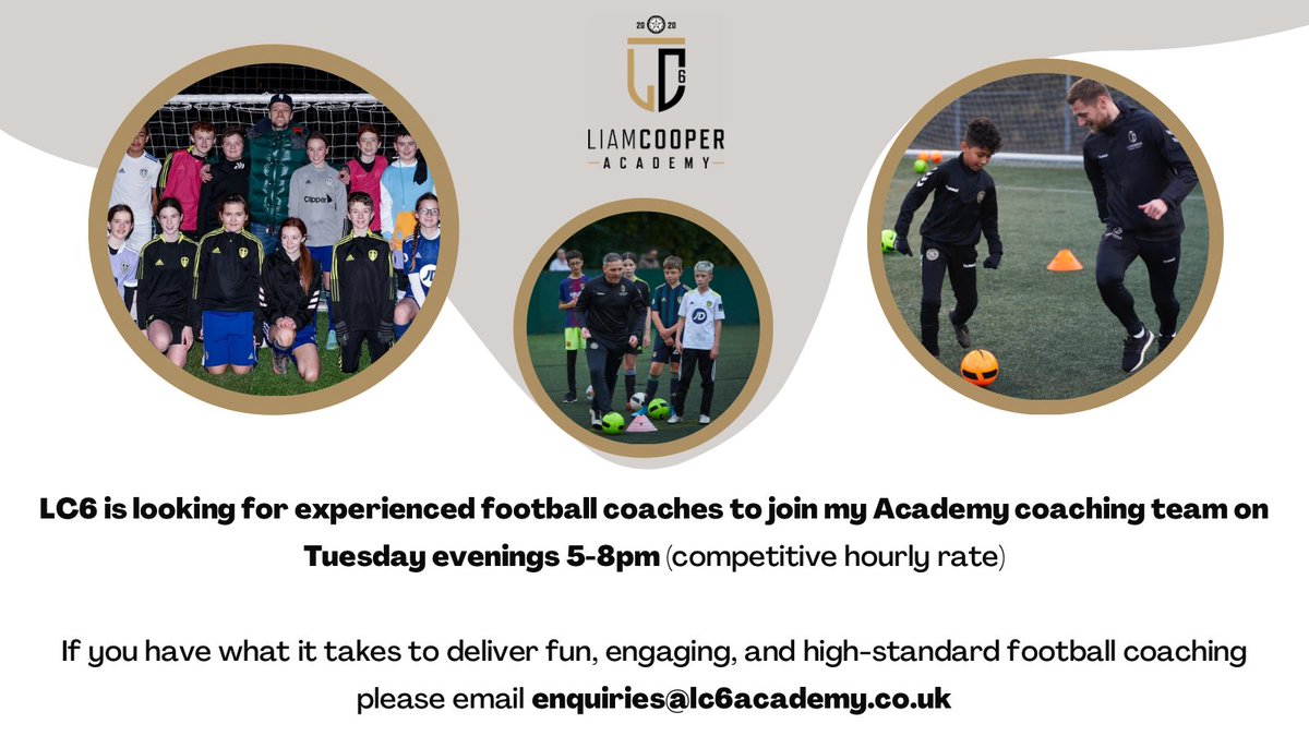⚽️ | Experienced football coaches in #Leeds we’re looking at you! 

📲 | Get in touch if you’d like to be part of the #LC6 coaching team 

<a href="/LiamCooper__/">Liam Cooper</a>