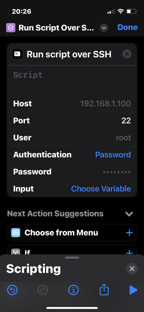 WHO KNEW THIS?????

In an iPhone, there is a thing for scripting stuff called “shortcuts” and one of the things it can do is fire off an SSH and issue a command?!?!!!? What the fucking fuck that is so useful?!!!!?