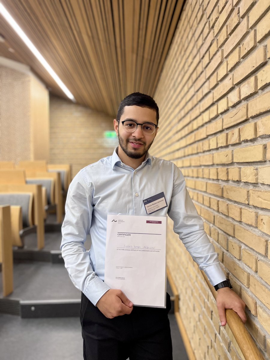 Mohab Basem Abdallah (@studmedmohab) on Twitter photo Thanks for a beautiful day arranged by #TheCardiovascularNetwork, <a href="/AarhusUni/">Aarhus Universitet</a>.
I got the oppurtunity to listen to interesting talks and to present my own research. Very happy to be awarded the prize for best flash talk.
Thanks to my supervisor <a href="/Morten__Schmidt/">Morten Schmidt</a> and to <a href="/DCEAarhus/">Department of Clinical Epidemiology, Aarhus</a>. Thanks for a beautiful day arranged by #TheCardiovascularNetwork, <a href="/AarhusUni/">Aarhus Universitet</a>.
I got the oppurtunity to listen to interesting talks and to present my own research. Very happy to be awarded the prize for best flash talk.
Thanks to my supervisor <a href="/Morten__Schmidt/">Morten Schmidt</a> and to <a href="/DCEAarhus/">Department of Clinical Epidemiology, Aarhus</a>.
